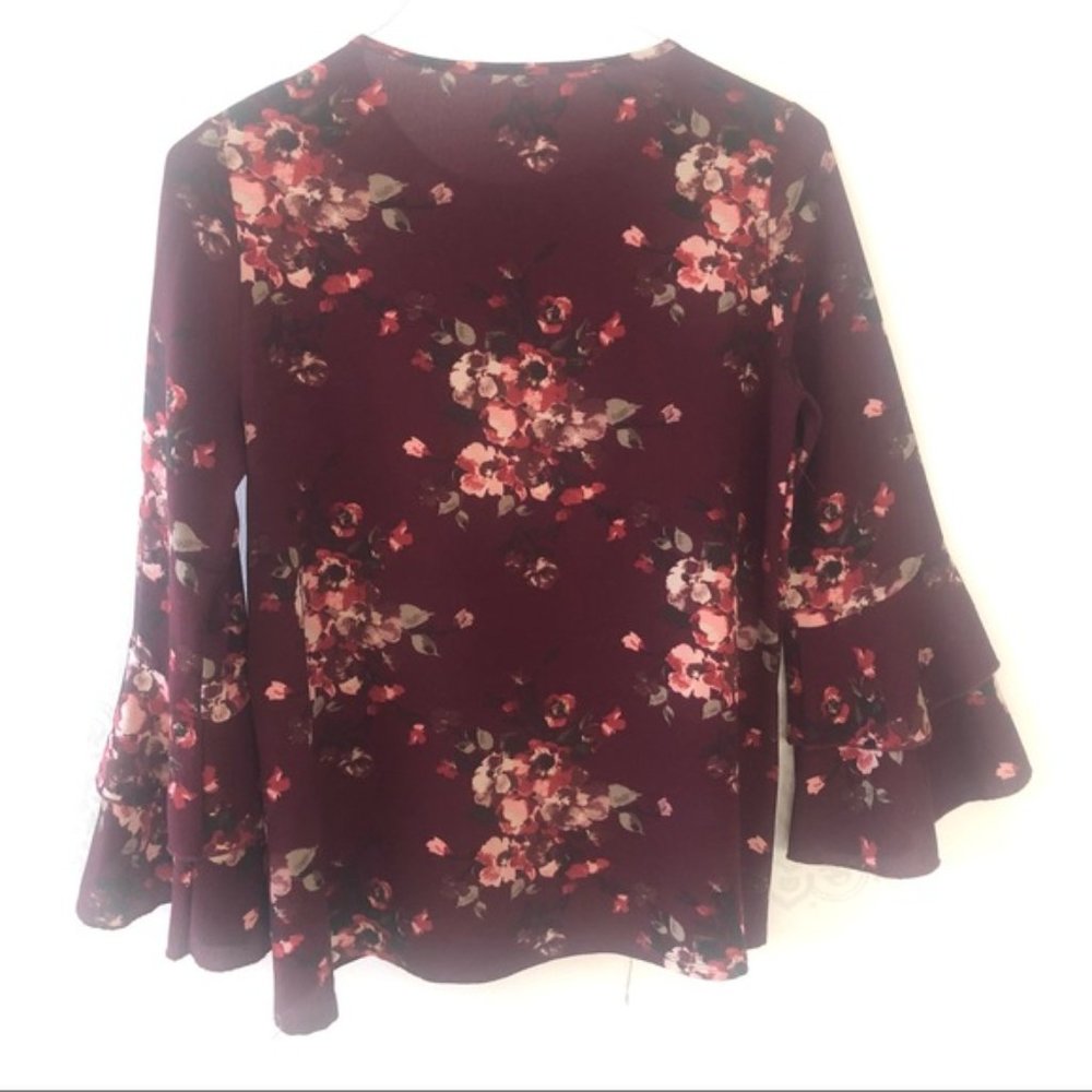Wine Ruffle Blouse by Hamilton - Picture 3 of 5